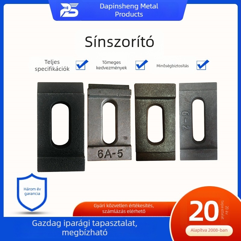 Vasúti tartozékok: sínemelő, kettős és egyoldalú sínfogók, sínhegesztő csipesz, préslemez, présblokk a sínhez, vas