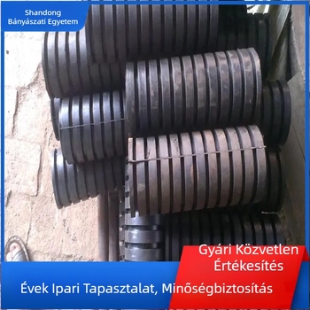 Bányászati gumiborítású buffer görgő, korrózióálló, lángálló, stabil barázdált szerkezettel