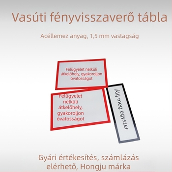 Vasúti útjelző táblák, Vigyázat vonat, Sebességkorlátozásra figyelmeztető háromszög, 1,5 mm vastagságú acéllemez