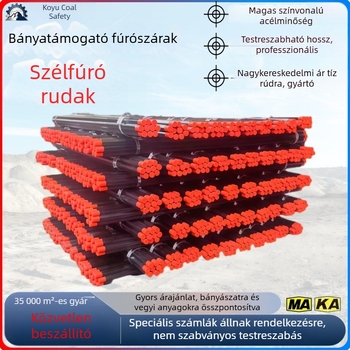 B19, B22 és B25 hatszögletű üreges fúrónyársak alagútfúró gépekhez, csatlakozó hüvelyekkel, hatszögletű pneumatikus fúrónyársak