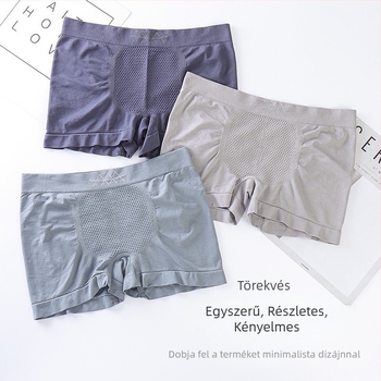 Férfi varrat nélküli boxer brief, lélegző, középmagas derék, plusz méret, méhsejt mintázatú kötött anyag, nedvesség-elvezető, antibakteriális poliészter