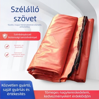Bányászati alagút szellőző textile - magas hőmérsékletnek ellenálló, antistatikus, cipzáras ventillációhoz, tűzálló és karcolásálló