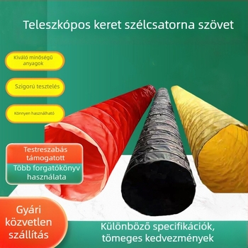 Alagúti negatív nyomású szellőzőcső teleszkópos kerettel, textil övvel, spirálrugós acélhuzallal és PVC rugalmas csővel