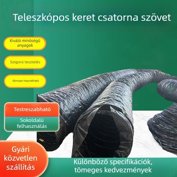 Alagúti negatív nyomású szellőzőcső teleszkópos kerettel, textil övvel, spirálrugós acélhuzallal és PVC rugalmas csővel
