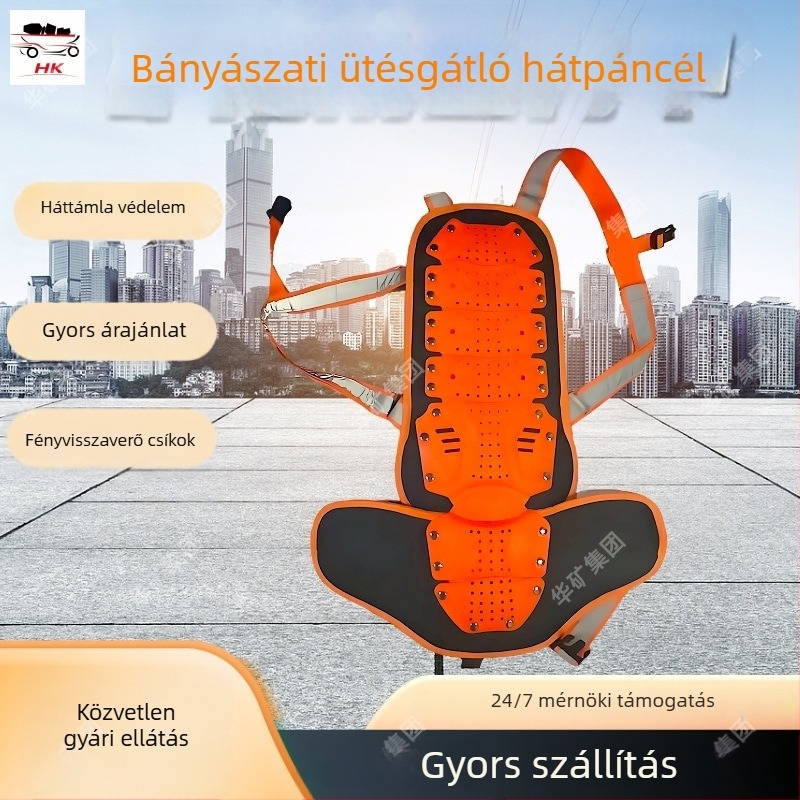 Bányászati hátvéd ütésálló védelemmel és állítható csatlakozással