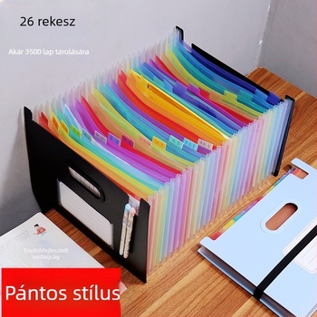 A4 méretű, színes 26 rekeszes akordeon irattartó címkézéssel