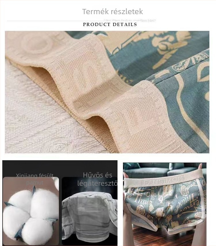 Férfi pamut boxeralsó, lélegző, amerikai retro etnikus stílusú, Amaya