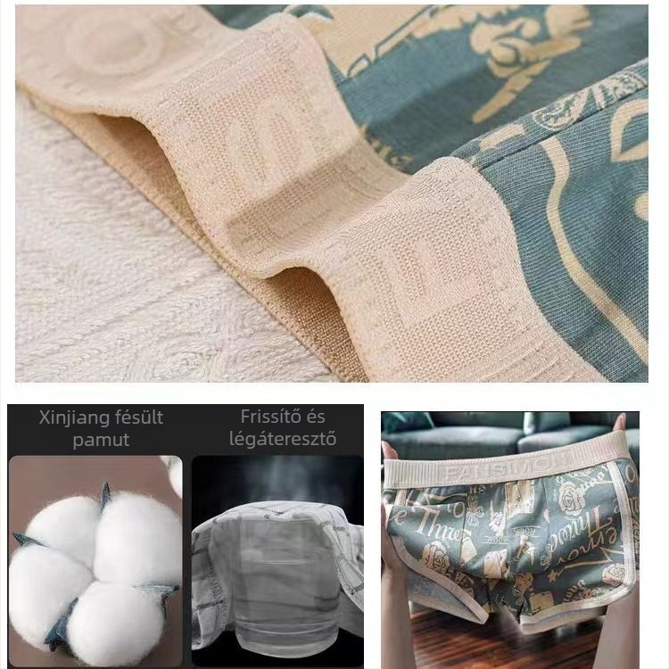 Férfi pamut boxeralsó, lélegző, amerikai retro etnikus stílusú, Amaya