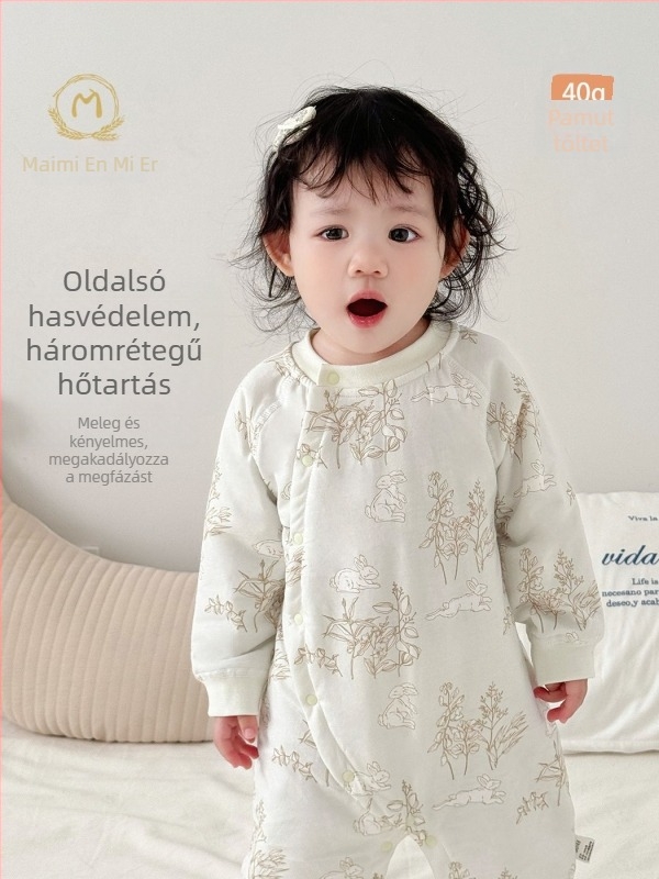 Maimir bébi tömött overall 40 g, őszi–téli meleg, újszülötteknek, lányoknak, hosszú ujjú, kapucni nélkül