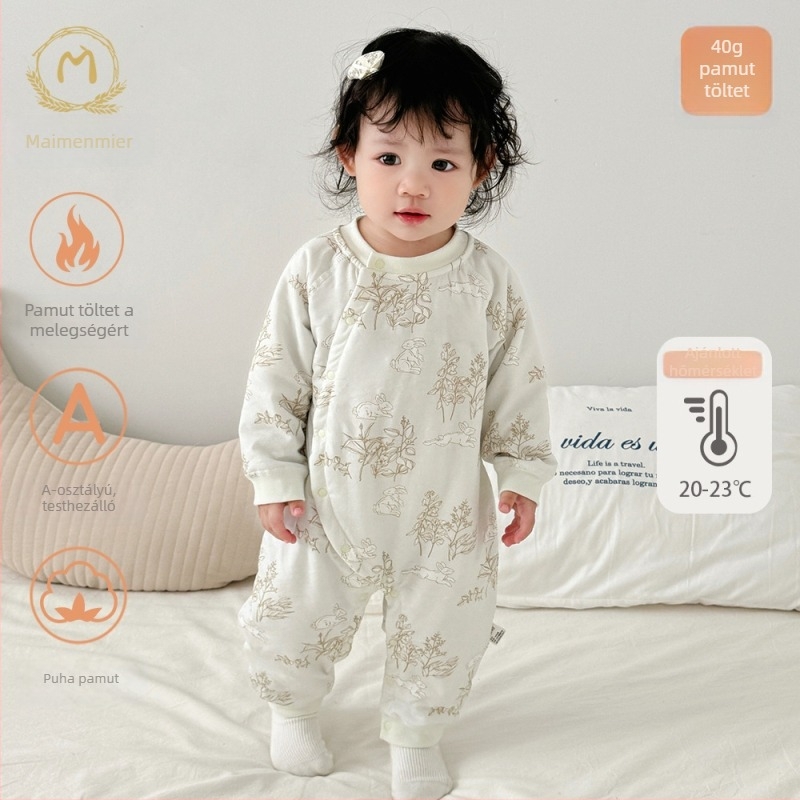 Maimir bébi tömött overall 40 g, őszi–téli meleg, újszülötteknek, lányoknak, hosszú ujjú, kapucni nélkül