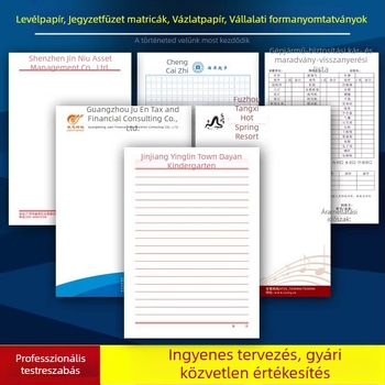 Logóval nyomtatott irodai papírkészlet: borítékok, levélpapírok, jegyzetfüzetek és vázlatfüzetek