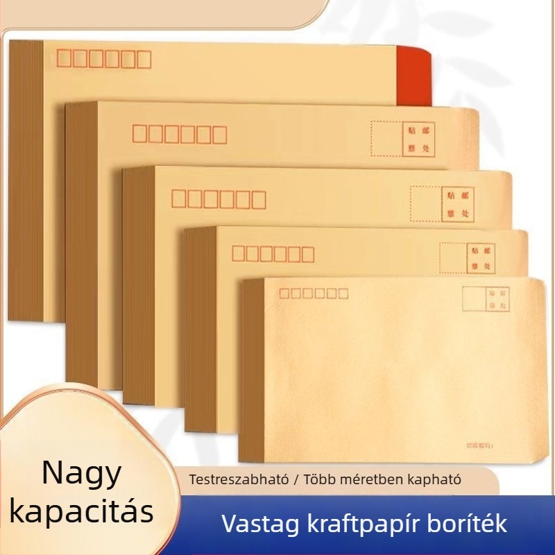Kraftpapír borítékok kínai stílusban, B6 és No.6/No.7/No.9 méretek, bér- és ÁFA számlákhoz