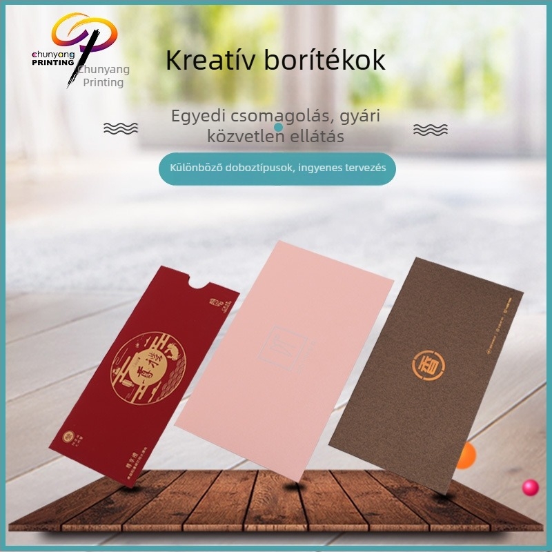 Logónyomtatással ellátott aranyozott meghívó boríték, esküvői és üzleti VIP meghívók, ajándékutalvány, kreatív boríték