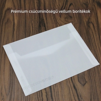 Kiváló minőségű boríték kénsavval kezelt papírból, áttetsző és elegáns, ünnepi alkalomra