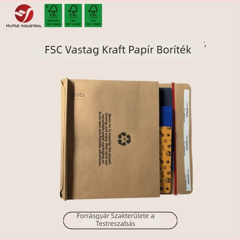 FSC tanúsítvánnyal rendelkező vastag kraftpapír boríték ablakkal – dokumentumok és fájlok