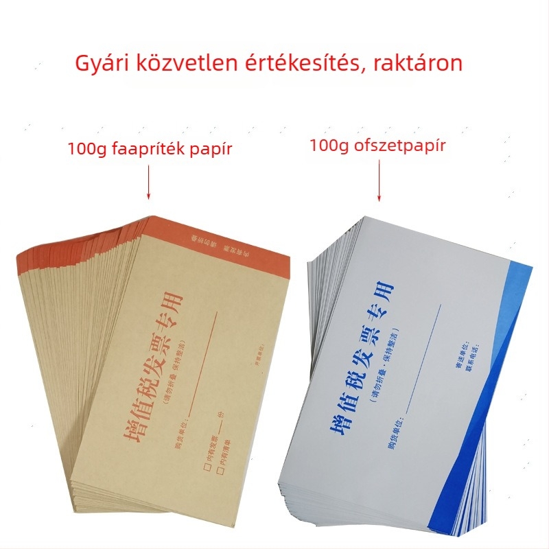 100 darab vastag Kraft papír boríték logóval nyomtatva és ÁFA-számlás tasak