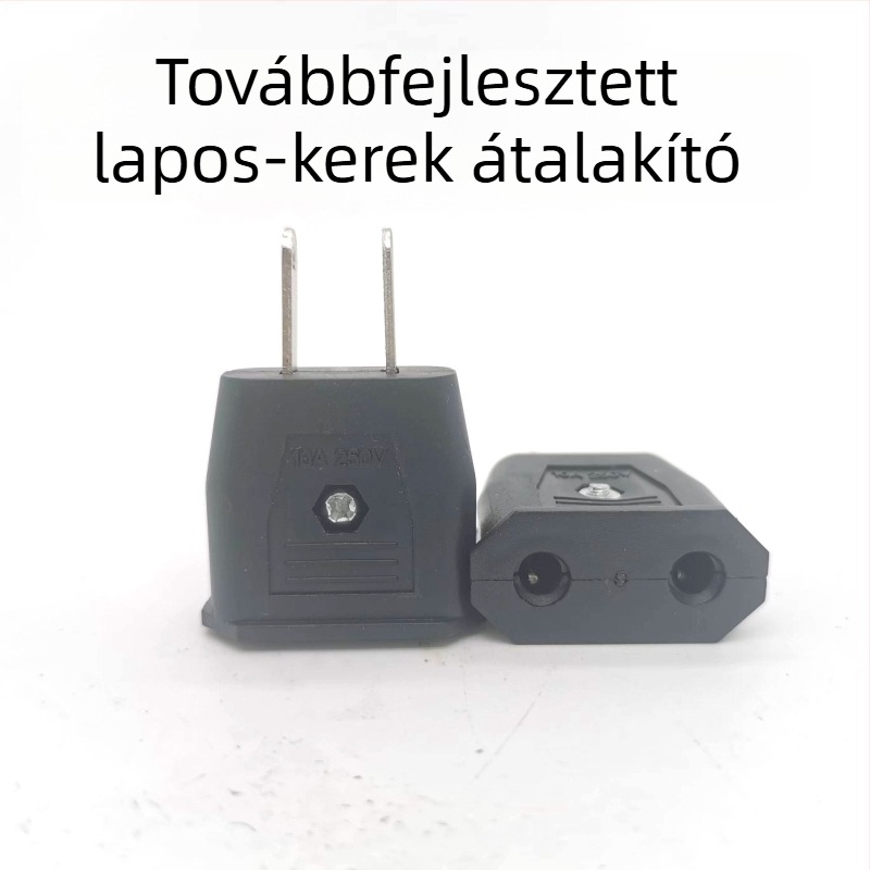 Többfunkciós dugaszoló adapter EU–US–DE szabványokhoz, lapos dugaszolóról kör alakú német szabványra