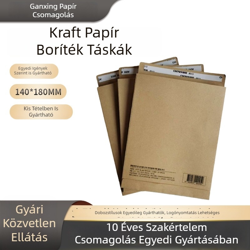 Zokni- és dokumentumcsomagoló tasak önzáró, dupla oldalas ragasztó, logónyomtatás, vastag Kraftpapír borítéktáska, ajándék