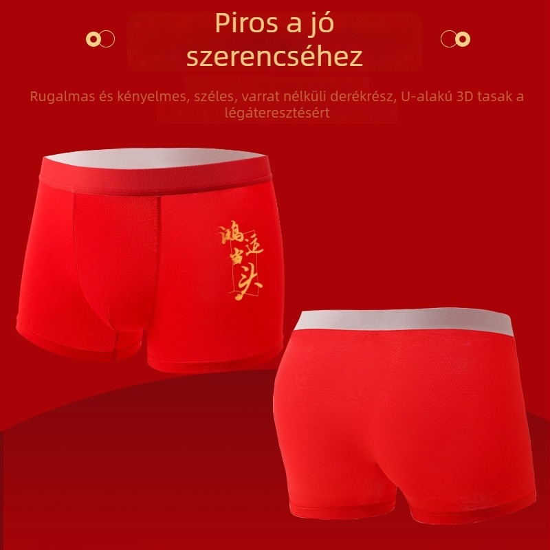 Piros férfi boxeralsó antibakteriális formázóval, nagy méret, viszkóz alapanyag, ajándékdoboz