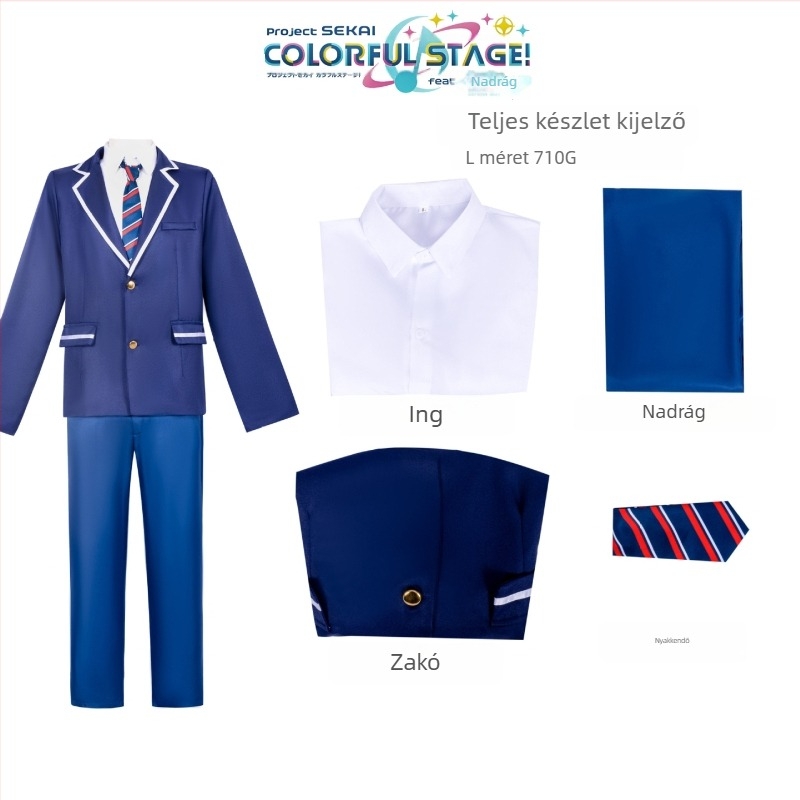 World Project cosplay ruha – színes színpadi egyetemi egyenruha anime-hoz