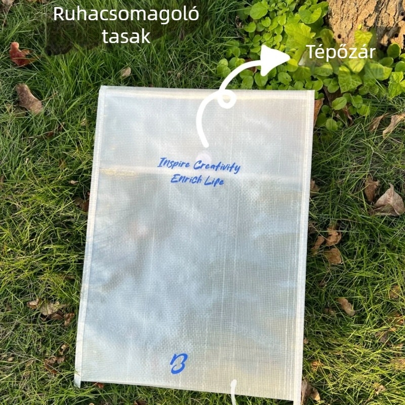 Átlátszó szövött fájl táska Velcro záróval, ruházat és babaruhák tárolására, személyre szabott logó