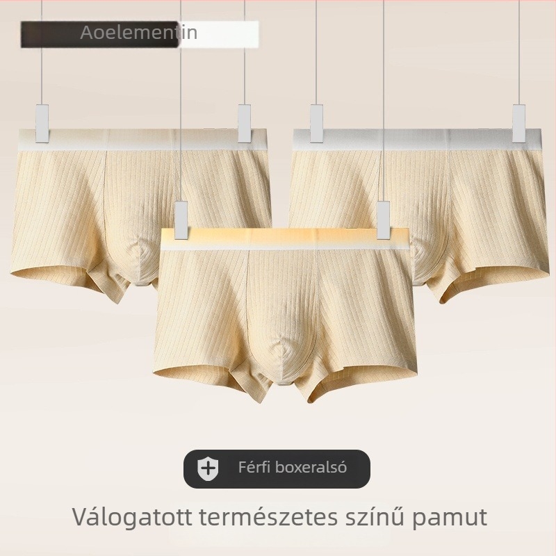 Férfi antibakteriális pamut seamless boxeralsó, vékony nyári, légáteresztő sportoláshoz