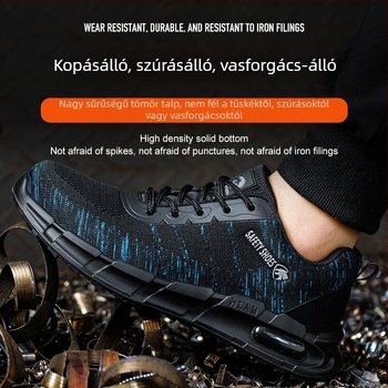 Alacsony profilú antisztatikus, lélegző munkavédelmi cipő hálós felsőrésszel, olaj- és gyenge sav-bázis ellenálló, fémmentes, átengedhető a biztonsági kapukon.