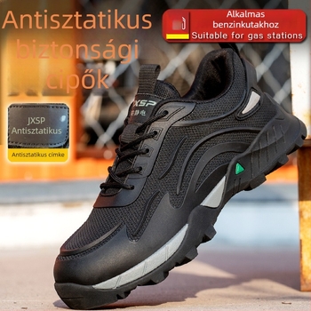 Férfi munkavédelmi cipő, antistatikus, kényelmes, légáteresztő, kopásálló, perforáció-ellenálló, acélorrvédő