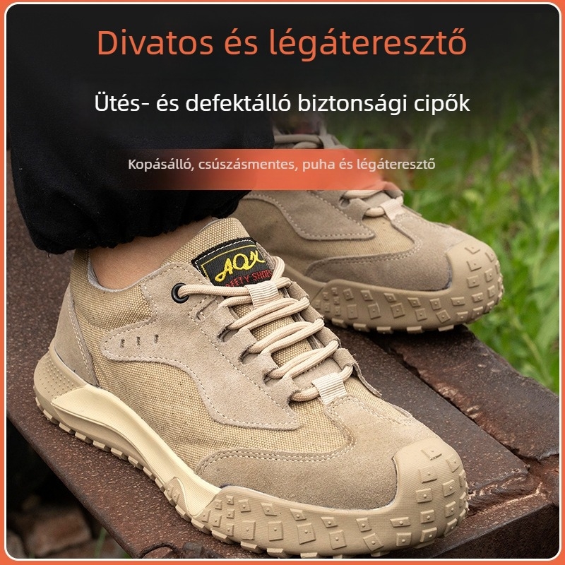 Férfi munkavédelmi cipő acélorrú, lélegző, könnyű, puha talpú, építkezésre