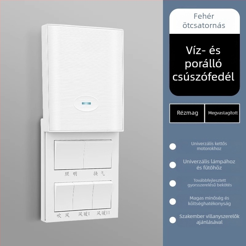 86-os típusú univerzális fürdőszobai fűtőkapcsoló csúszófedéllel, vízálló négyágú panel a fürdőszobába