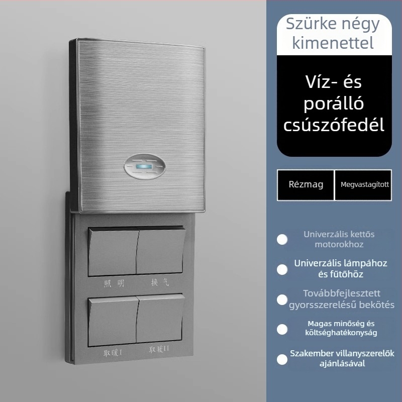 86-os típusú univerzális fürdőszobai fűtőkapcsoló csúszófedéllel, vízálló négyágú panel a fürdőszobába