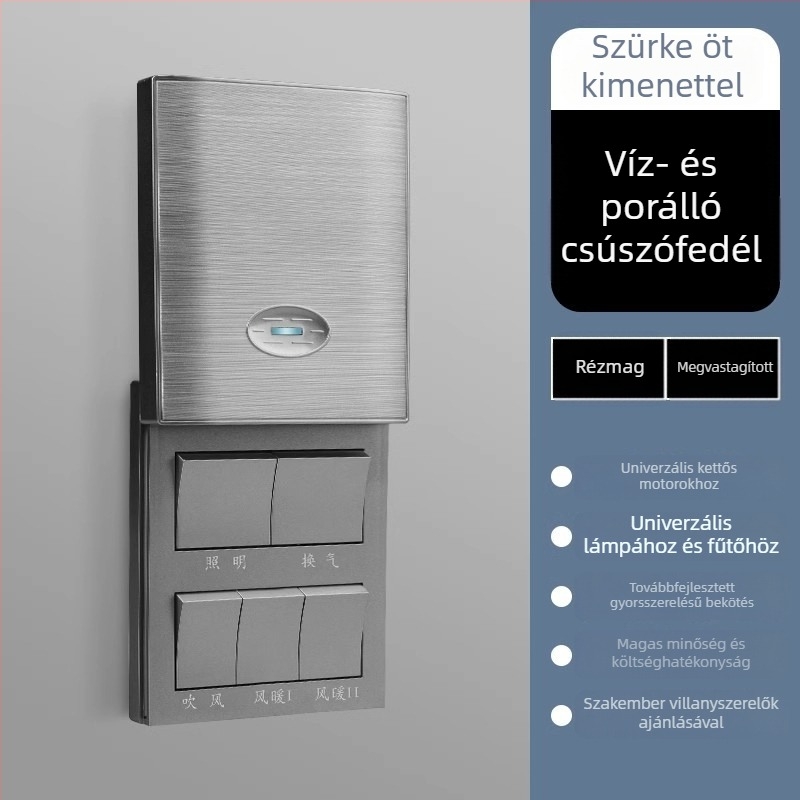 86-os típusú univerzális fürdőszobai fűtőkapcsoló csúszófedéllel, vízálló négyágú panel a fürdőszobába