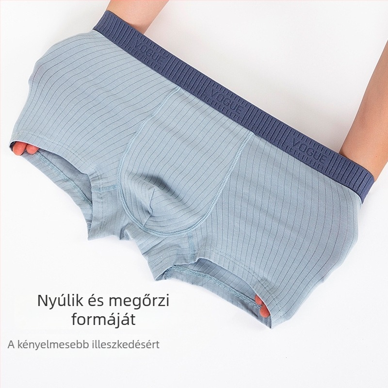 Férfi pamut boxeralsó kontrasztos színnel, középmagas derék, laza szabás, lélegző, nagy méret