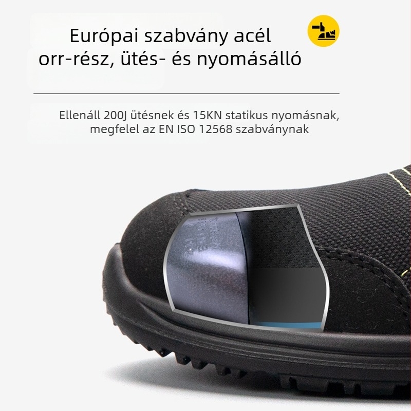 ANTENG Férfi munkavédelmi cipő – nyári, lélegző, acél orr, ütés- és perforáció elleni védelem, anti‑statikus, könnyű, munkacipő szagtalan