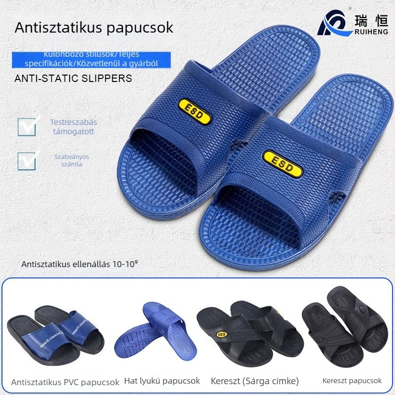 Antisztatikus SPU/PVC papucs tiszta helyiséghez, hat lyukas kereszt alakú kialakítás