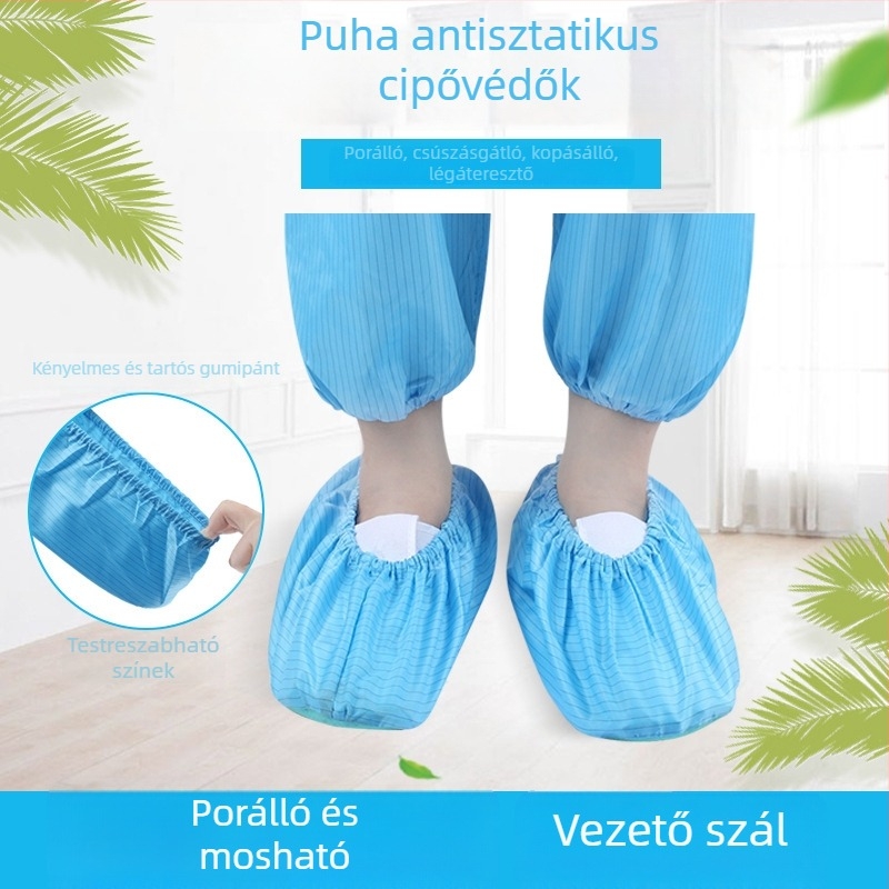 Antisztatikus cipővédők csúszásmentes talppal, többször mosható, háztartási, laboratóriumi, kórházi és műhelyhasználatra – uniszex