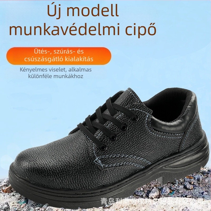 Férfiak számára magas szárú biztonsági cipő acélorral, ütésálló, perforációálló, csúszásmentes, anti‑statikus