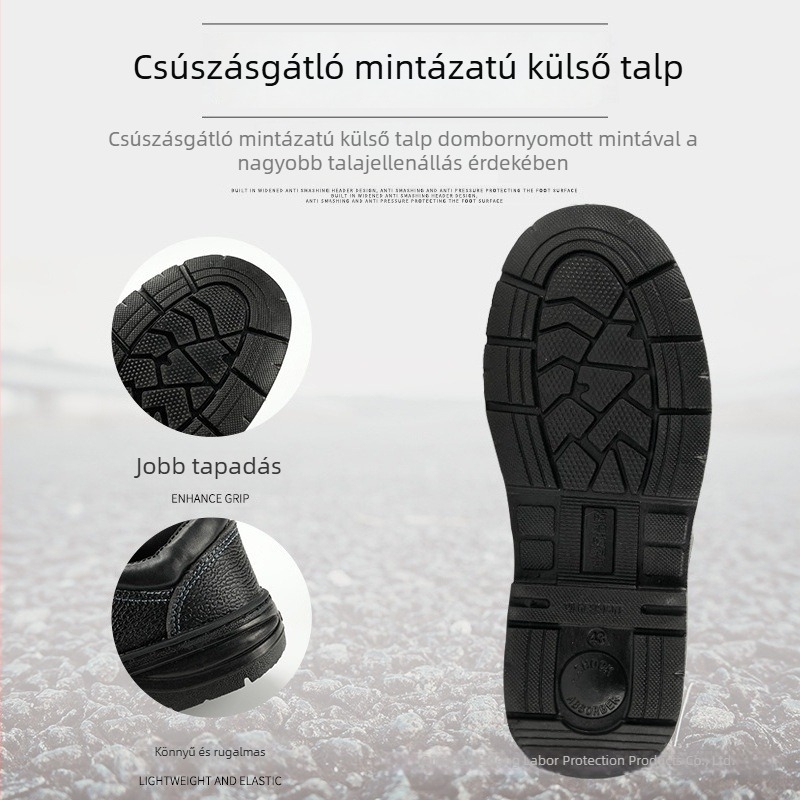 Férfiak számára magas szárú biztonsági cipő acélorral, ütésálló, perforációálló, csúszásmentes, anti‑statikus