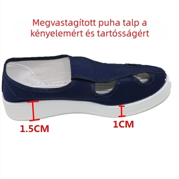 PU négylyukas antistatikus cipő, megerősített talppal, csúszásmentes, tiszta helyiségekhez az elektronikai gyárakban