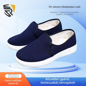 Antistatikus PU vászon slip-on cipő műhelyhez, kék