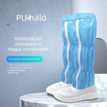 Antisztatikus magas szárú PU bőr munkavédelmi cipő – munkahelyi védőcipő ütés- és perforáció elleni védelemmel, vastagított talppal