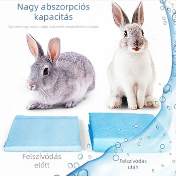 Háziállatok pisi alátétek, nyuszi és kutya számára, vastagított szagtalanító hatású, kis méret, összesen 100 darab, 20 darabos csomag