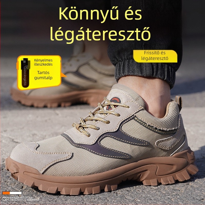 Férfiak és nők védőmunka-cipői, légáteresztő egész évben, könnyű, acélorrú orral, ütés- és perforáció elleni védelem, tartós és kényelmes