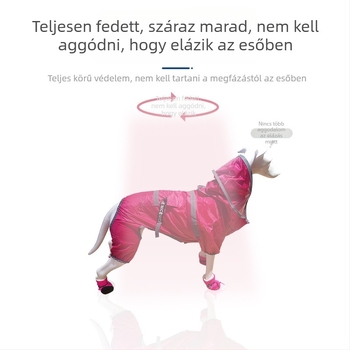Kutyáknak szánt esőkabát nagy karimával, vízálló és fényvisszaverő részletekkel