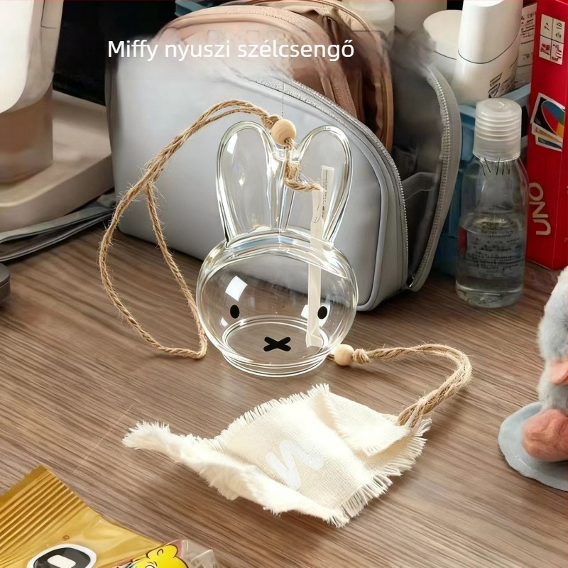 Japán stílusú aranyos Miffy nyuszi, áttetsző, nyári friss karikatúra harangfüggő dekoráció – ajándék a legjobb barátnőnek