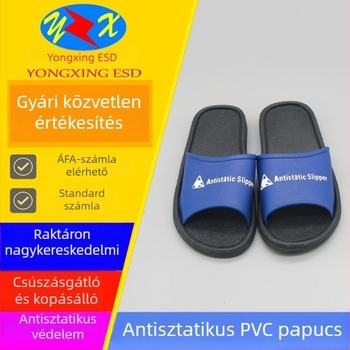 PVC antistatikus papucs gyártási műhelyhez, porálló, lélegző, csúszásmentes védőlábbelik