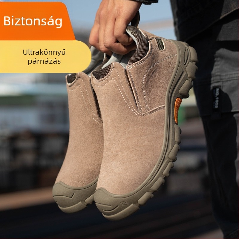 Acélorrú munkavédelmi cipő, ütés- és átszúrás elleni védelemmel, hegesztő, őszi slip-on, csúszásmentes és kopásálló