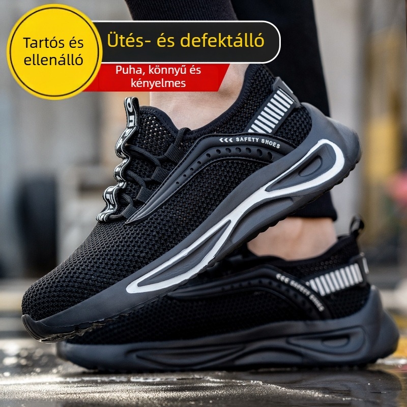 Munkavédelmi cipő acélos orral, ütés- és perforációálló, lélegző, kopásálló, felső része fly-knit