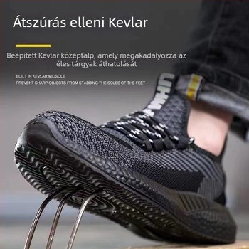 Férfi munkavédelmi cipő: ütés- és átszúrás elleni védelem, lélegző felső rész, strapabíró munkahelyi lábbeli