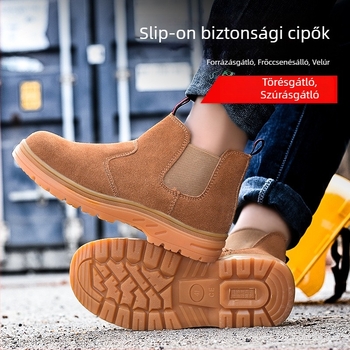 Hegesztőbiztonsági cipő, ütés- és átszúrás elleni védelem, magas- és alacsony szárú slip-on kivitel, kopásálló marha-ín talp, acél orr